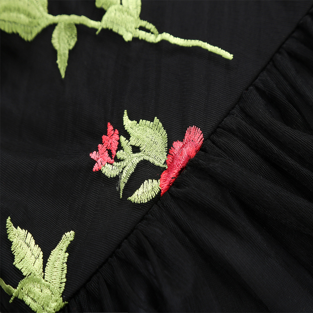 Robe de soirée brodée de fleurs roses pour femmes, col en V, élégante, maille plissée, imprimé Floral, tunique mi-longue blanche, Vintage, formelle, 2025