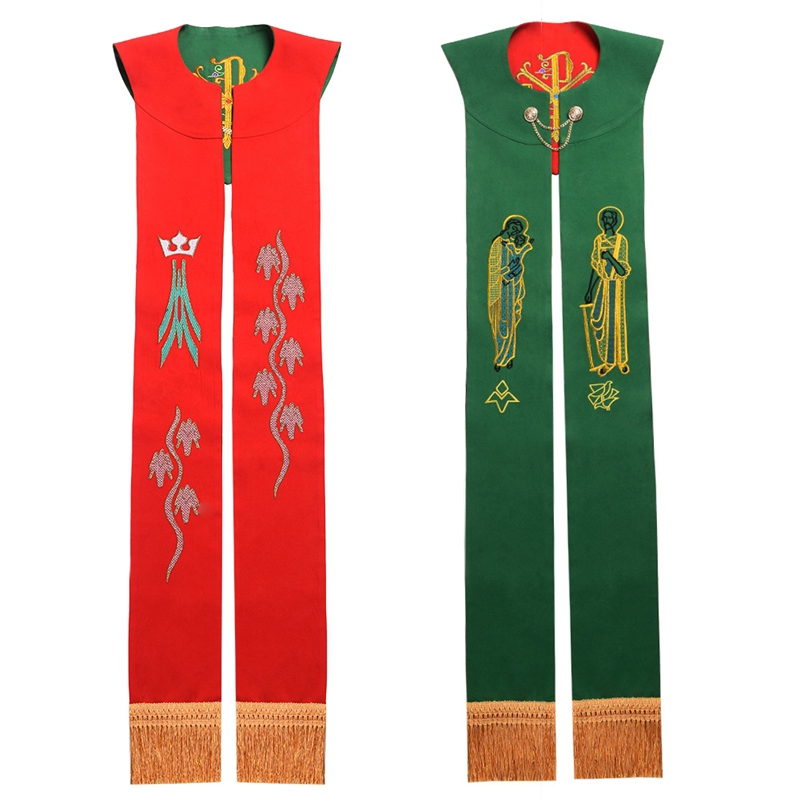 Costume de clergé étole de prêtre, écharpe d'église réversible brodée Double face Soutane
