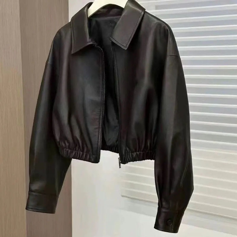 Manteau en cuir pour femmes Printemps Automne 2026 Col carré Court Femme Faux PU Vêtement d'extérieur Design tendance Mode Veste courte pour femmes