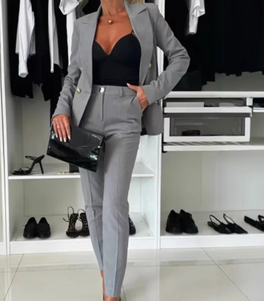 Ensemble deux pièces pour femme, tenue de printemps, couleur unie, manteau Blazer de tempérament polyvalent et pantalon à la mode, Design de poche décontracté, 2025