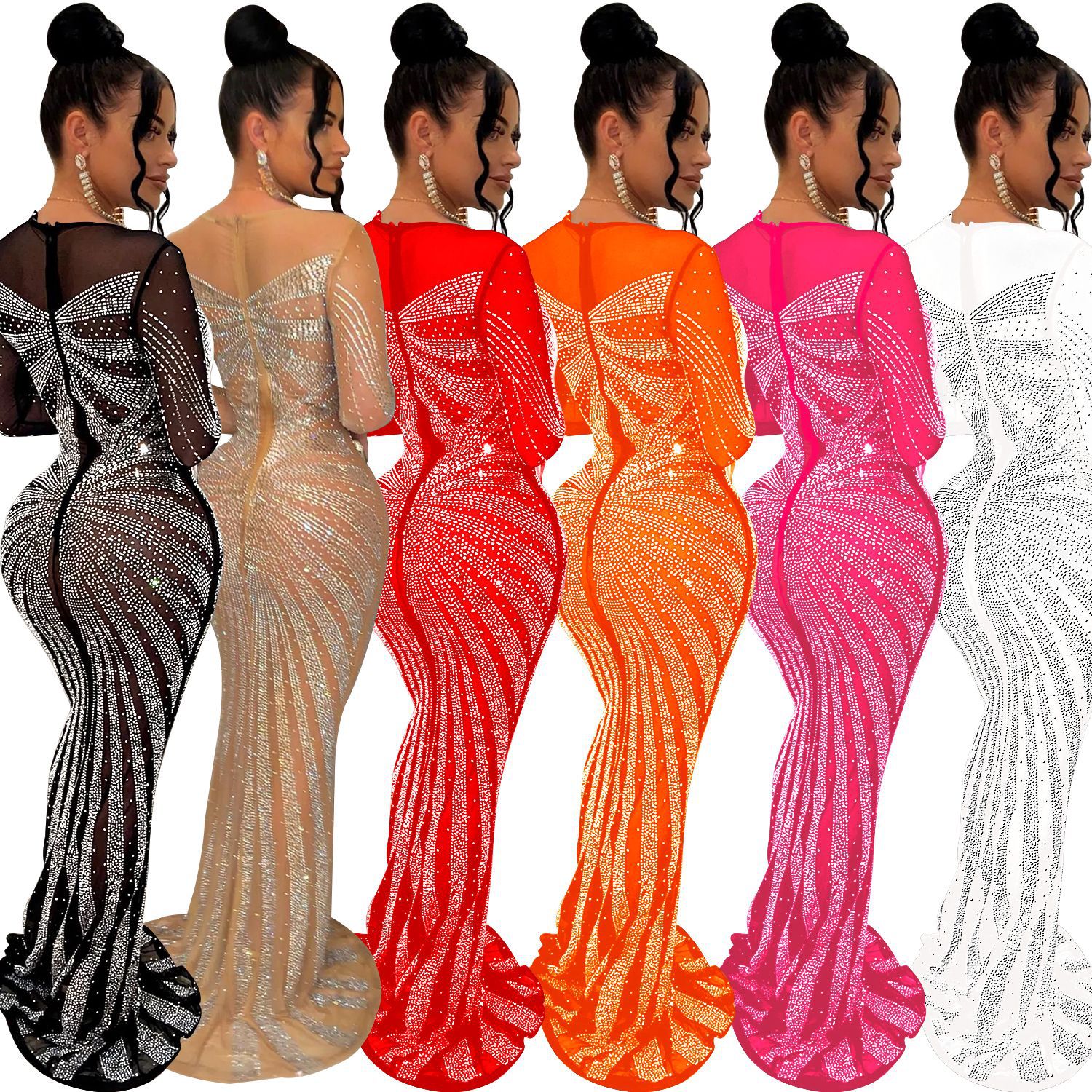 Robe africaine Maxi pour femmes, mode africaine, Sexy, robe de soirée pour femmes, Club de fête, maille, moulante, robes élégantes, 2023
