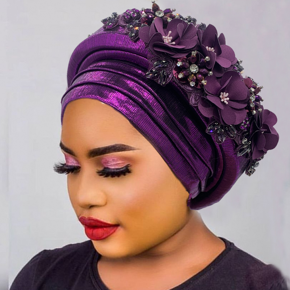 Turban Africain Prêt à vitation pour Femme, Bouquet Exquis, Cravate de Sauna, Nigeria