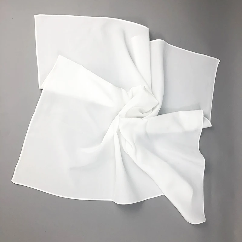 Nouveau foulard en soie pour femmes, châles à col carré, Bandana blanc solide, bandeau pour cheveux, foulard pour peinture à la main