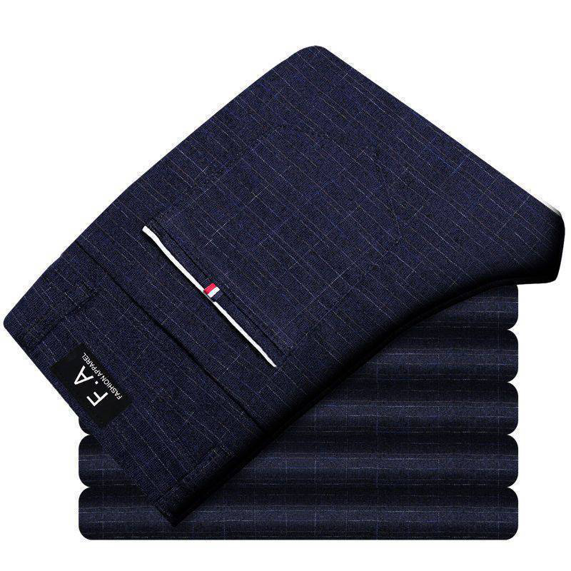 Pantalon décontracté en coton respirant et confortable pour hommes, coupe cintrée, droit, style coréen, extensible, noir, gris, bleu