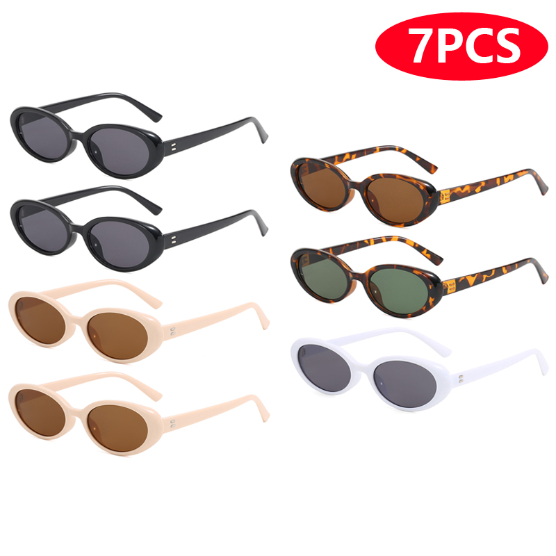 4 pièces/7pc petites lunettes de soleil ovales Vintage lunettes de soleil ovales 2024 hommes petites lunettes de soleil ovales rétro mode femmes lunettes de soleil Oculus ﻿
