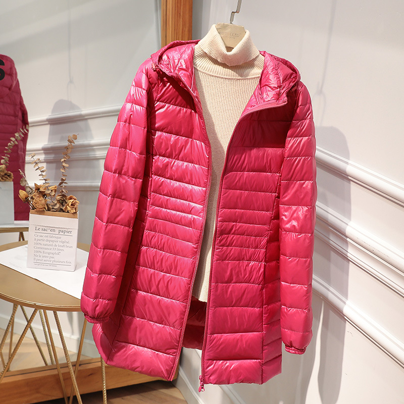Manteau Long et chaud pour femme, avec sac de rangement Portable, doudoune légère, pardessus pour dames, longueur aux hanches, High Street