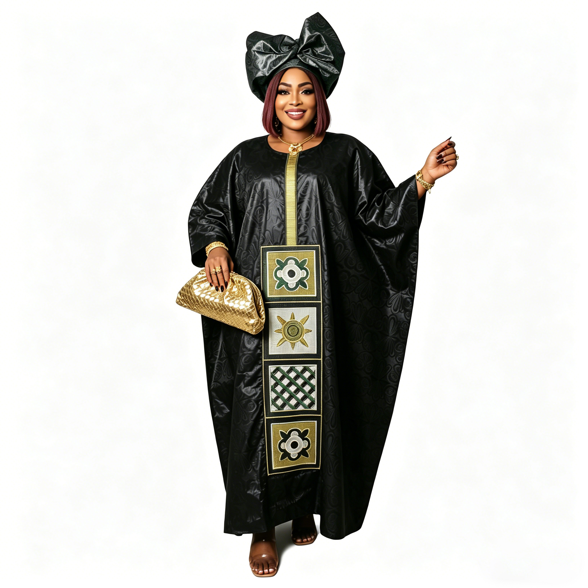 Tenue africaine pour femmes, abaya brodée, grande taille, robe élégante pour fêtes et églises