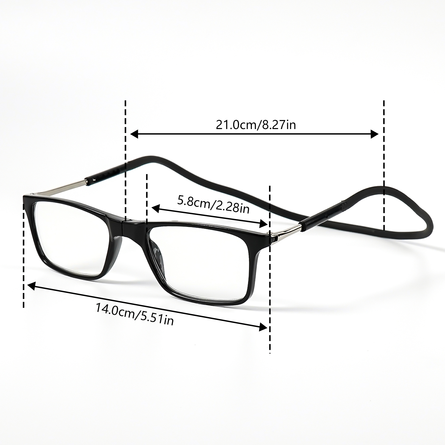 Lunettes de lecture magnétiques chics pour femmes et hommes - Sangle de cou facile à transporter, ajustement réglable, monture rectangulaire pour tous les types de visages