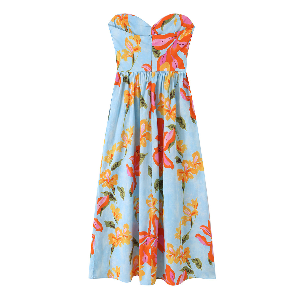 Nouvelle robe d'été pour femme avec décolleté plongeant, épaules dénudées, imprimé floral, style plage, tissu fluide