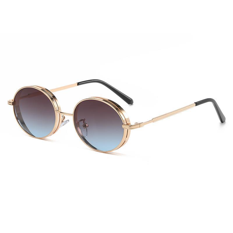 Lunettes de soleil ovales Steampunk pour femmes, lunettes de soleil rétro pour hommes et femmes, créateur de marque, monture en métal
