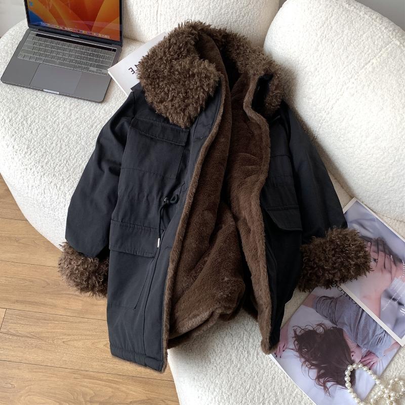 Manteau ample rembourré en coton pour femme, col à la mode, nouveau article d'hiver 2021, couleur contrastée, veste chaude, tendance féminine