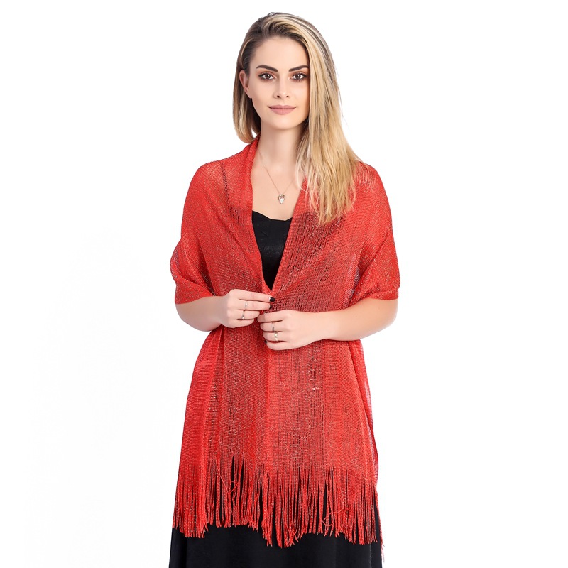 Châles élégants pour robes de soirée femme doré argenté fil glands mariée demoiselle d'honneur fête de mariage accessoires écharpe