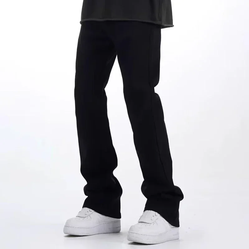 Homme couleur unie coupe ample jean unisexe 2025 printemps été nouveau pantalon américain décontracté mode minceur Micro pantalon évasé Style