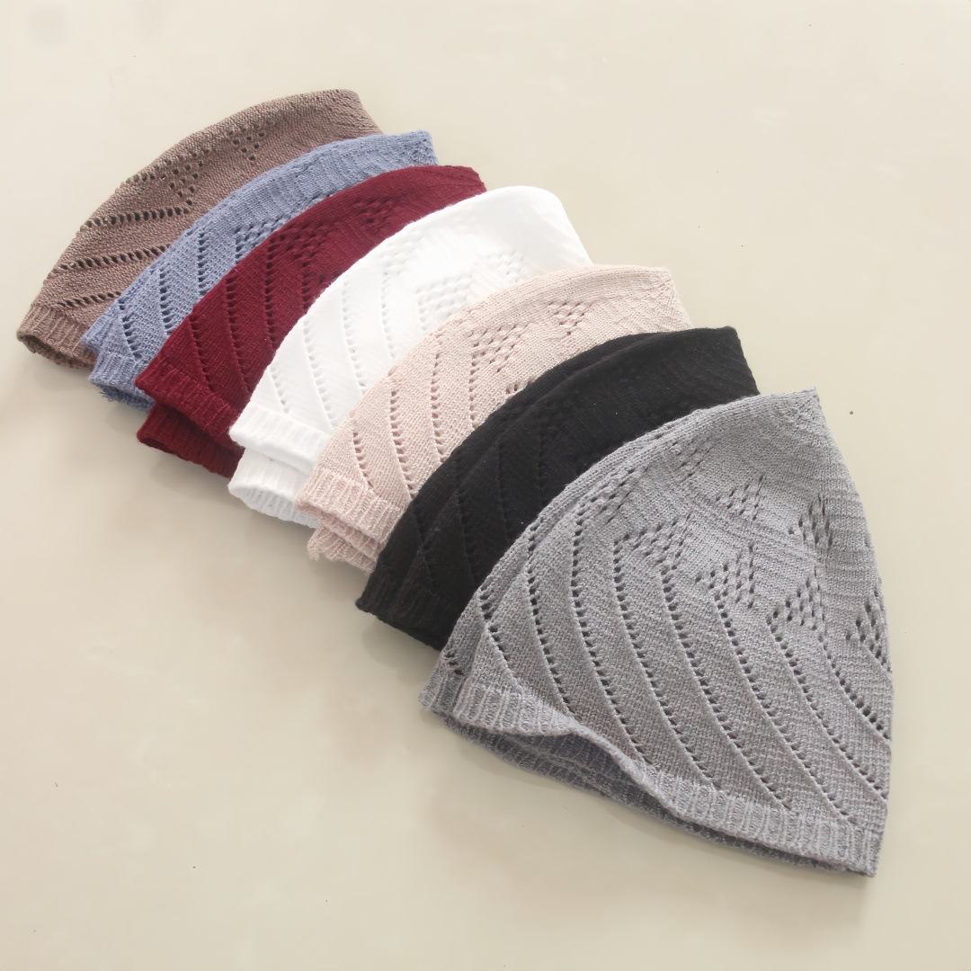 Chapeau de prière en maille tricotée pour hommes musulmans, foulard islamique, chapeau indien juif pour le Ramadan, bonnet pour hommes arabes musulmans.