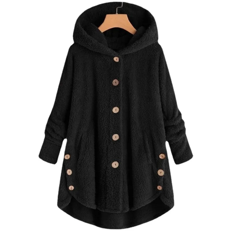 Automne hiver manteau femmes chaud ours en peluche manteau laine veste femme en peluche manteau à capuche nouvelles femmes manteaux couleur unie veste