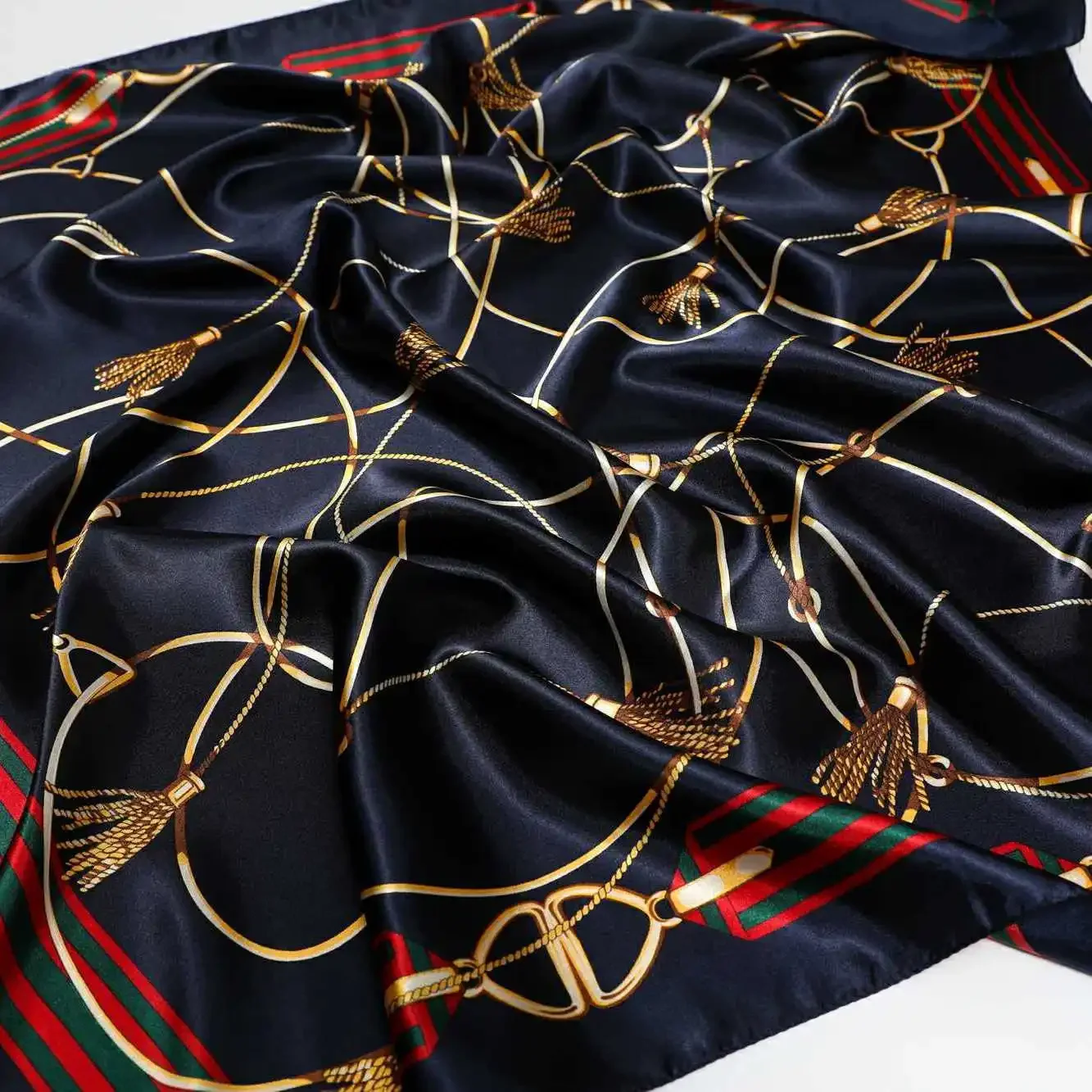 90*90cm châles carrés et enveloppes foulard de cou imprimé Floral pour femmes foulards de cou en Satin de soie pour dames foulards de tête Bandana femme