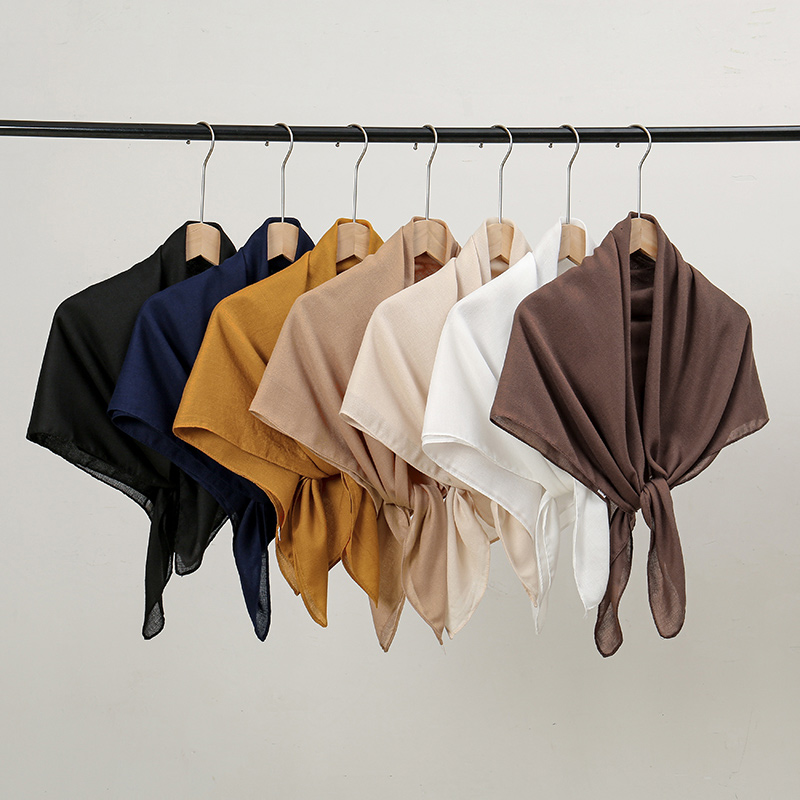 Foulards carrés fins et doux pour femmes, écharpe de sauna en coton et lin, hijabs féminins musulmans, accessoires de sac, documents solides, simplicité, 90x90cm