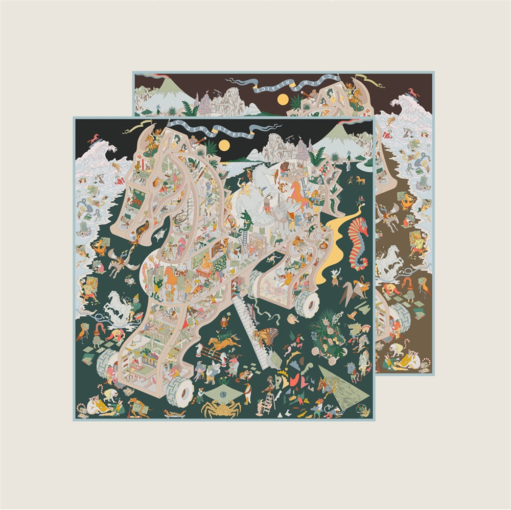 Foulards en soie de marque enveloppes Double imprimé foulard en soie sergé femmes châles Design de luxe Hijabs mode carré châle bouclé 90CM