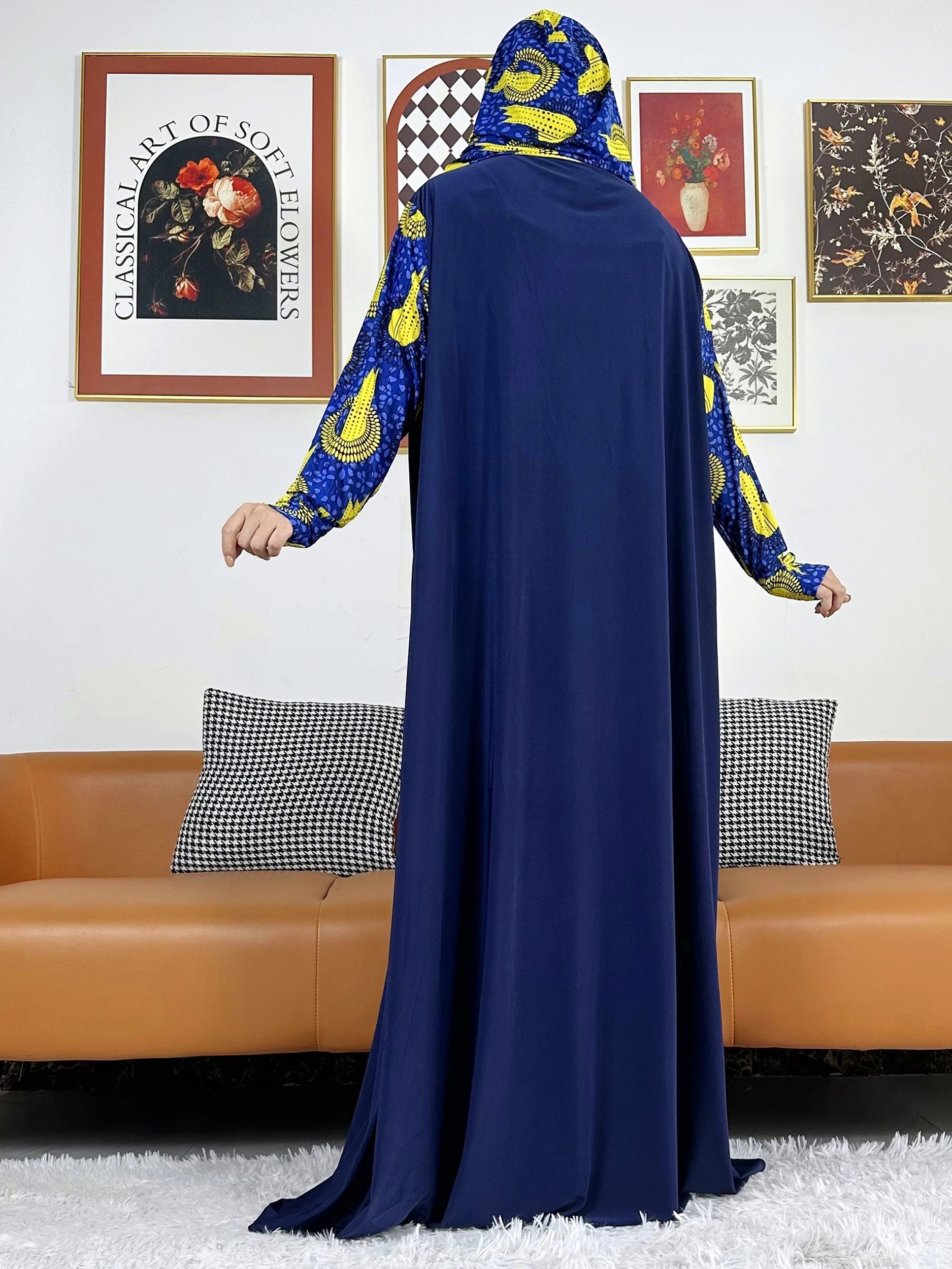 Abaya musulmane unie 2026 pour femme, tenue de prière du Ramadan avec chapeau intégré, robe ample florale, style Dubaï, Turquie, Moyen-Orient