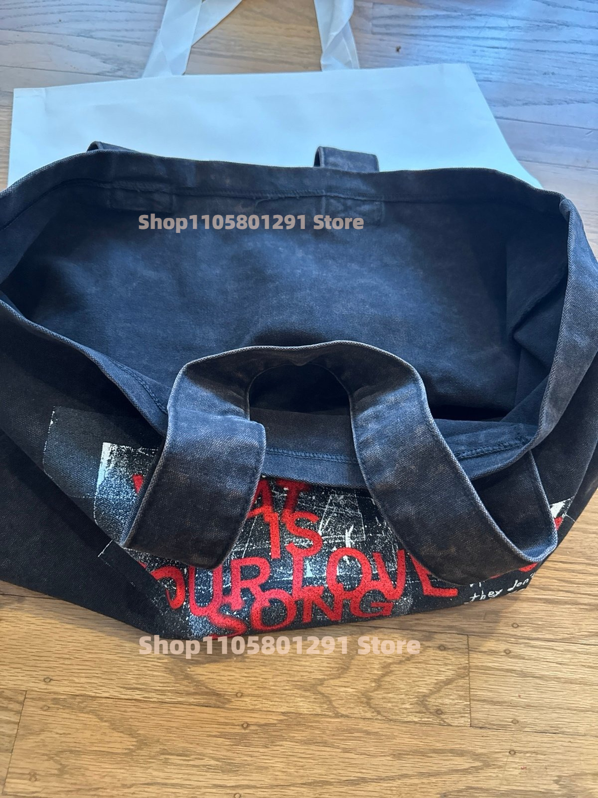 Sac cabas en toile imprimé noir et rouge, grande capacité, motif lettres Arirang 2026, sac à bandoulière, pince à cheveux style Arirang