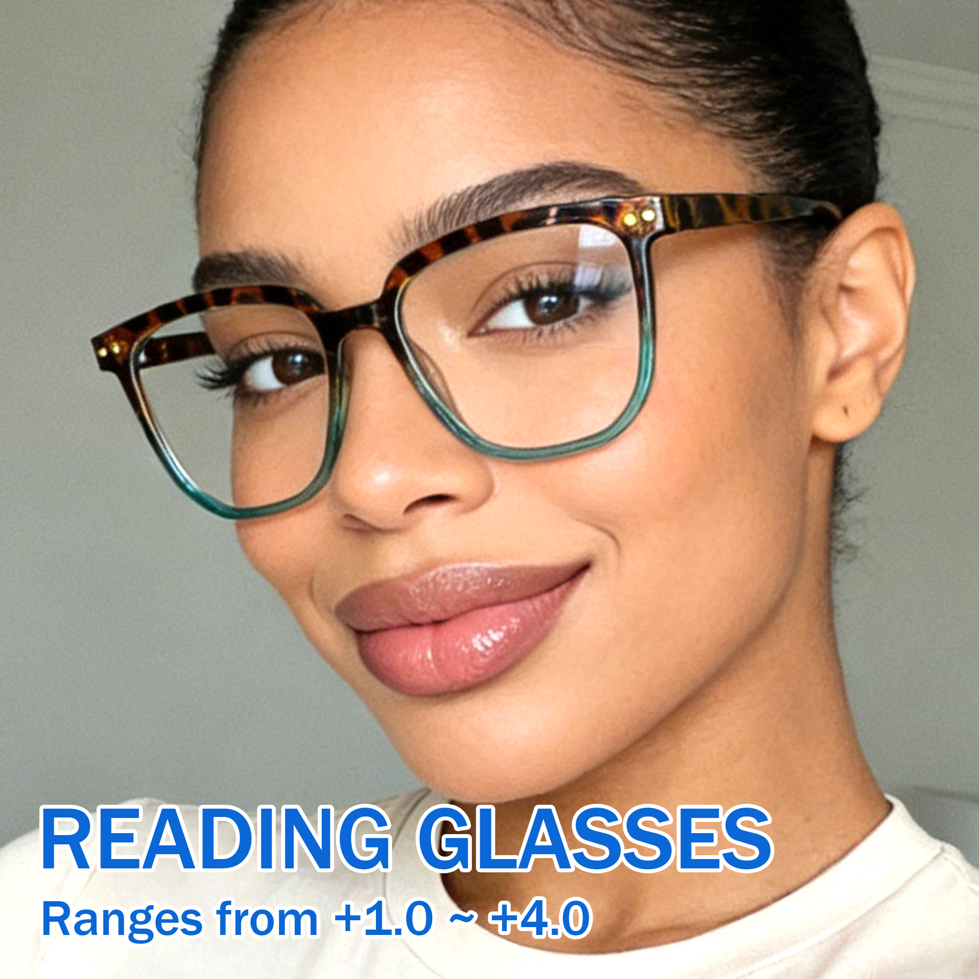 Grands lunettes de lecture carrées, lunettes de lecture à la mode, lunettes de lecture classiques pour femmes et hommes pour lire des livres +1.0 à +4.0