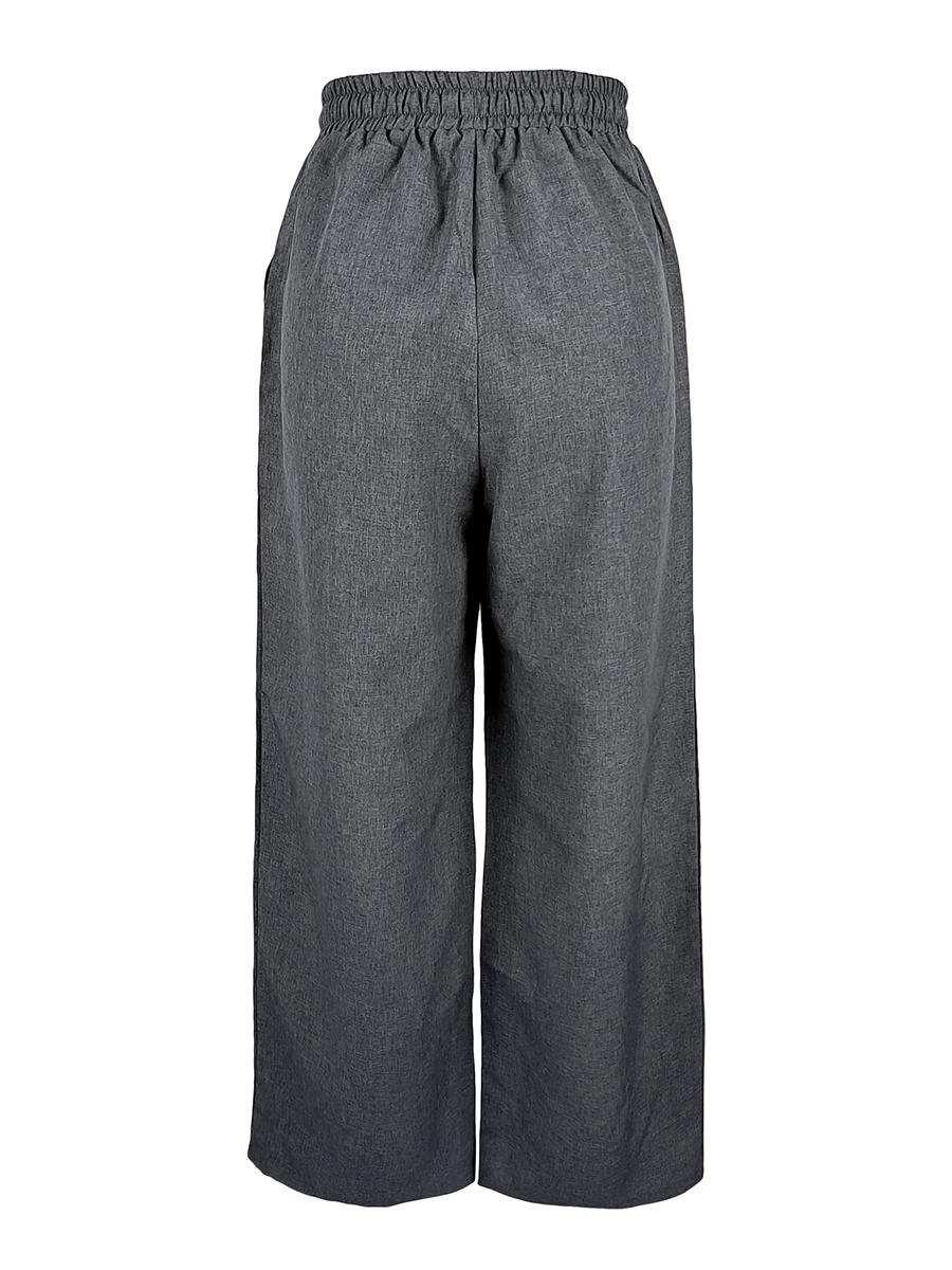 Pantalon à jambes larges pour femmes, taille élastique, cordon de serrage, décontracté, ample, couleur unie, poches, confortable, doux, pantalon de plage, été