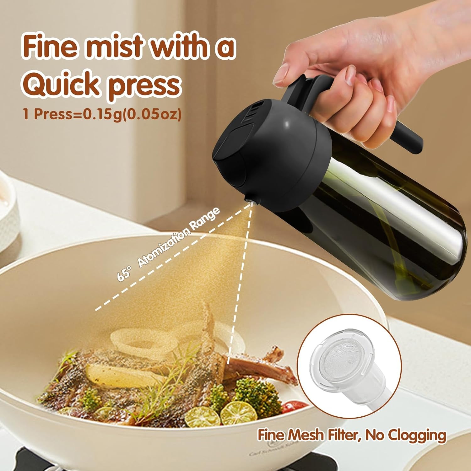 Bouteille d'huile 2 en 1 à pulvériser et à verser, bouteille de pulvérisation d'huile foncée bloquant la lumière, pulvérisateur d'huile d'olive à double fonction spécifique à la cuisine