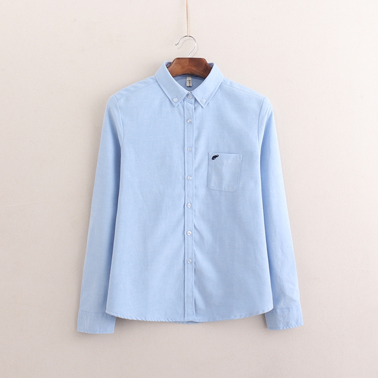 Marque broderie femmes Blouses 2024 nouveau printemps femmes à manches longues Blouse coton Oxford décontracté chemises blanches femmes hauts vêtements
