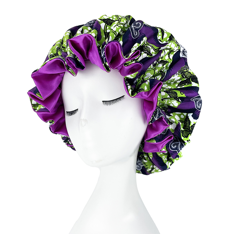 Motif africain imprimé Bonnet Hijabs chapeau femmes nuit bonnet de sommeil Double couche Satin Turban Extra Large tête porter dame tête chapeau enveloppant