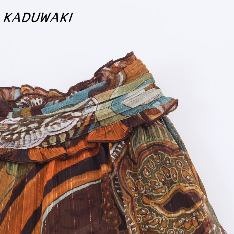 KADUWAKI Crop Top Femme Imprimé Élégant Polyvalent Asymétrique Style Rétro Américain Années 90 Hawaïen pour Fête à la Plage