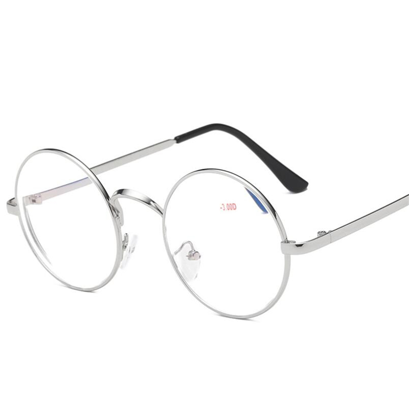Lunettes rondes en métal pour myopie, monture dorée, avec degrés, pour femmes et hommes, Anti-lumière bleue, lunettes de Prescription à courte vue-1.0 -1.5 à-4.0