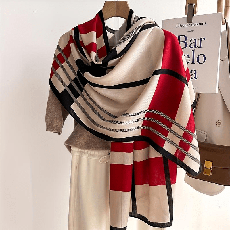 [Sciarpa douce] écharpe rayée bloc de couleur chaude douce 1 pièce châle châle décontracté pour femme châle d'extérieur