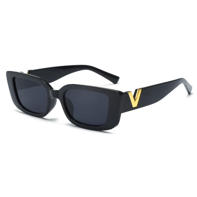 Lunettes de soleil rectangulaires rétro pour femmes, verres de soleil Vintage à petite monture, classiques, carrées noires
