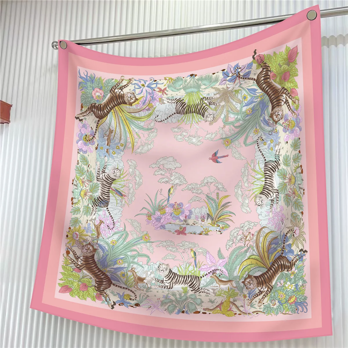 Nouvelle fleur concepteur foulards sergé soie grand carré écharpe femmes voyage châle foulard 90 cm marque de luxe fleurs modernes