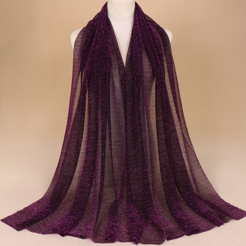 1 pièce Écharpe à paillettes pour femme, Hijab musulman scintillant, Châle froissé brillant, Foulard islamique fin transparent, Accessoires de fête pour femme