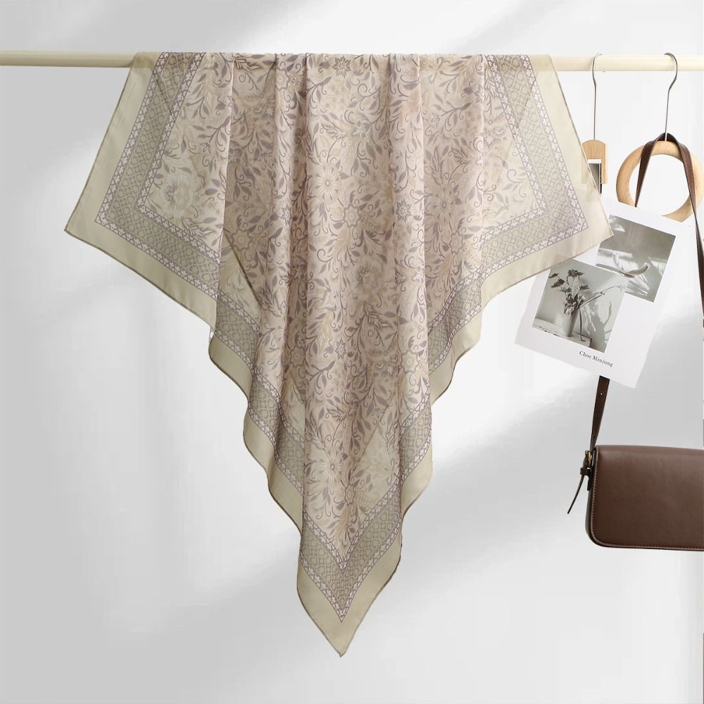 Écharpe carrée à imprimé floral, respirante, style malaisien, taille 110 cm, écharpe en voile polyvalente, accessoire de mode