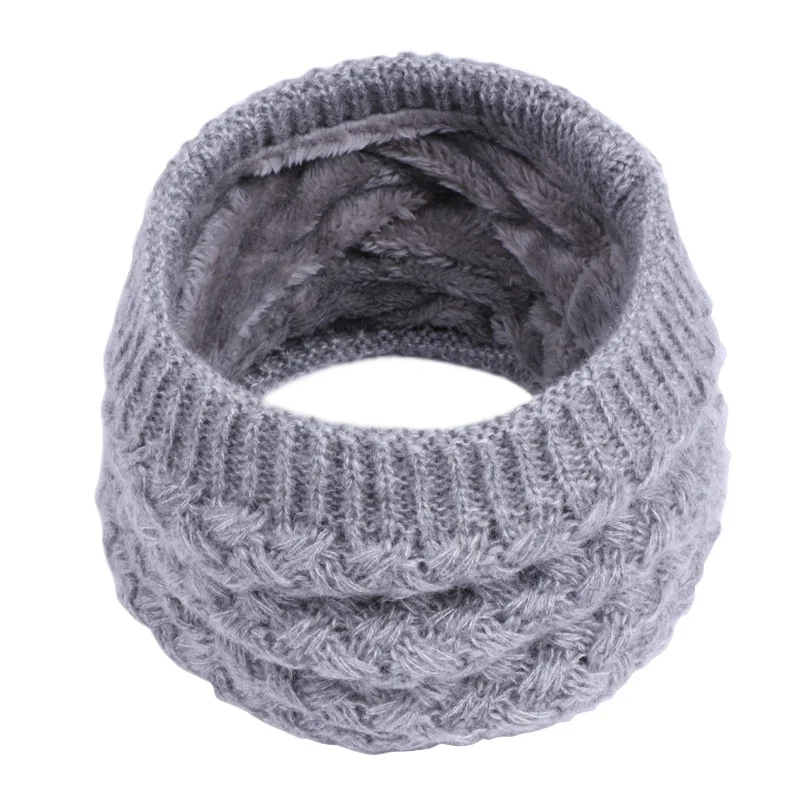 Écharpe de cou unisexe d'hiver tricotée en laine épaisse, foulard chaud, protection de la colonne cervicale, boucle d'extérieur, anneau de villosités