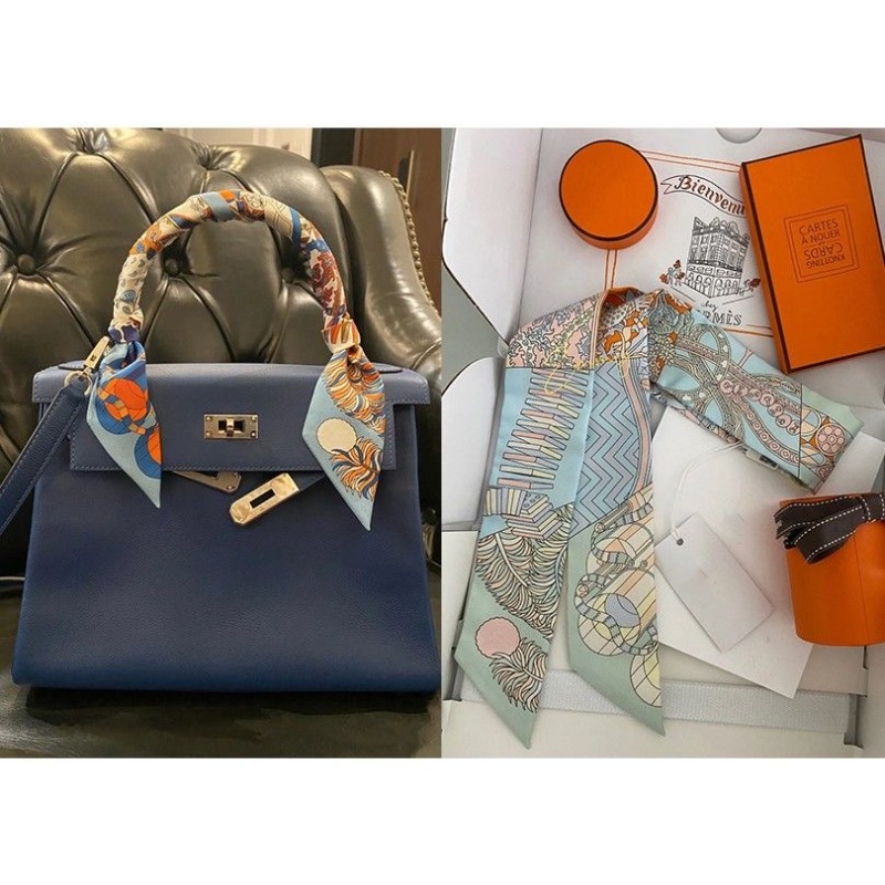 Écharpe Double face de Style français, cadeau quatre saisons pour femmes, bandeau de cheveux polyvalent, poignée de sac à main, ruban de décoration, longue bande
