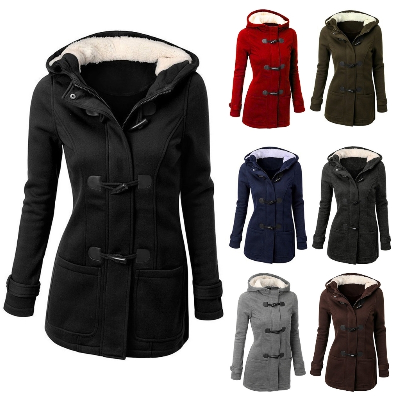 Cardigans à capuche pour femmes, vestes à boutons en corne, manteau polaire, vêtements d'extérieur, hiver, livraison directe