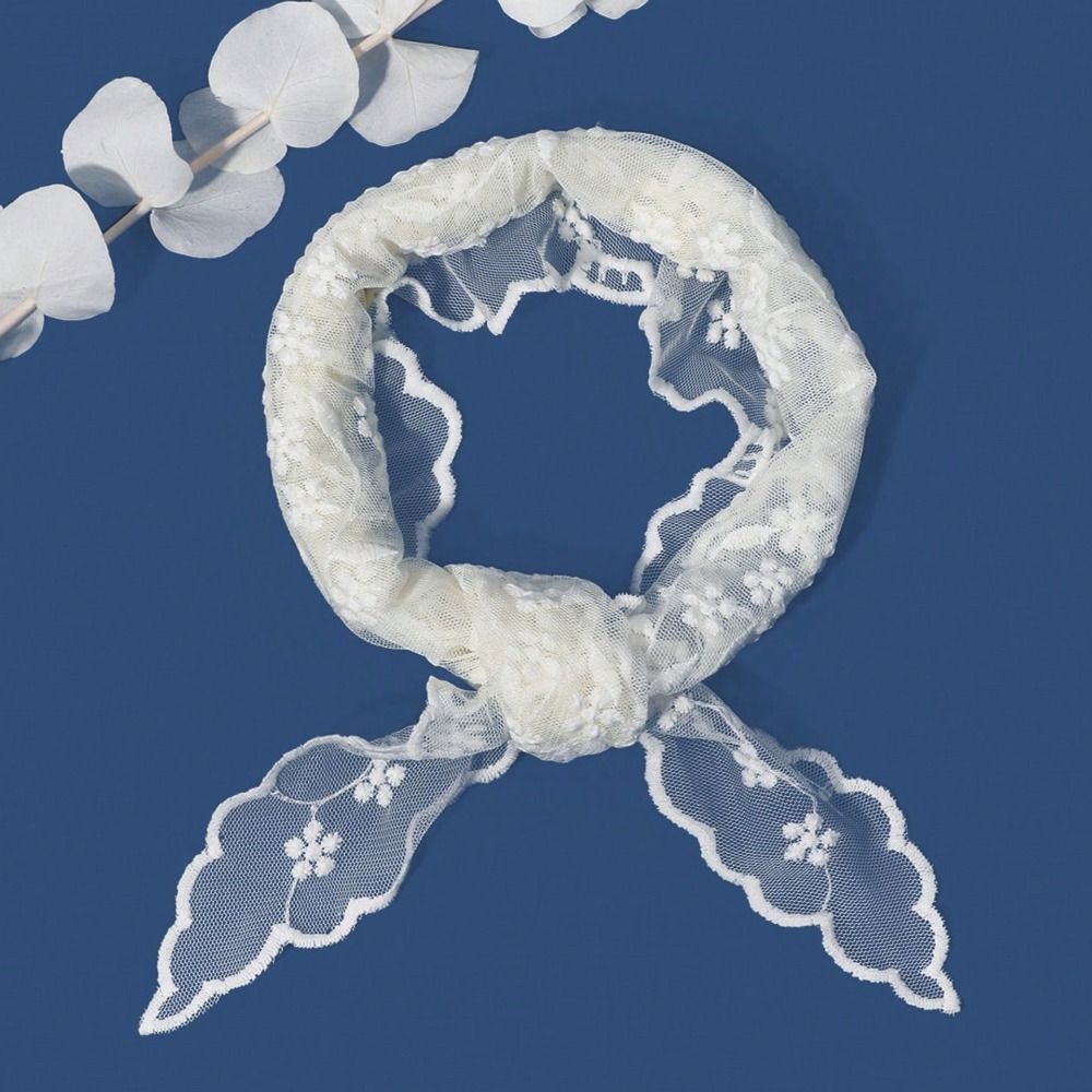 Nouveau foulard triangulaire en dentelle ajourée, bandeau charmant pour femme de bureau, attache-cheveux pour poignet