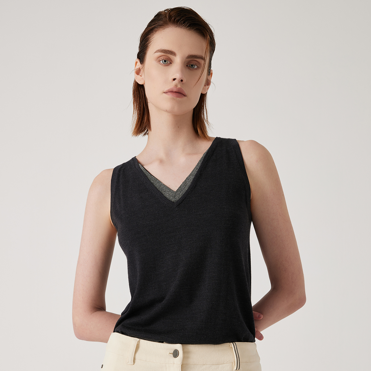 BC1176 – gilet d'été en laine et soie pour femmes, vêtements de luxe, confortables, respirants, à la mode