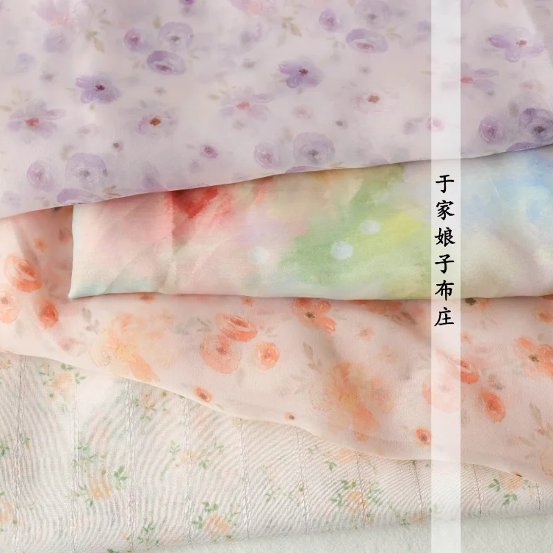 Tissu de jupe en Organza imprimé voile doux 140x50cm, hauts de robe florale, vêtements pour enfants, tissu de couture de haute qualité pour femmes