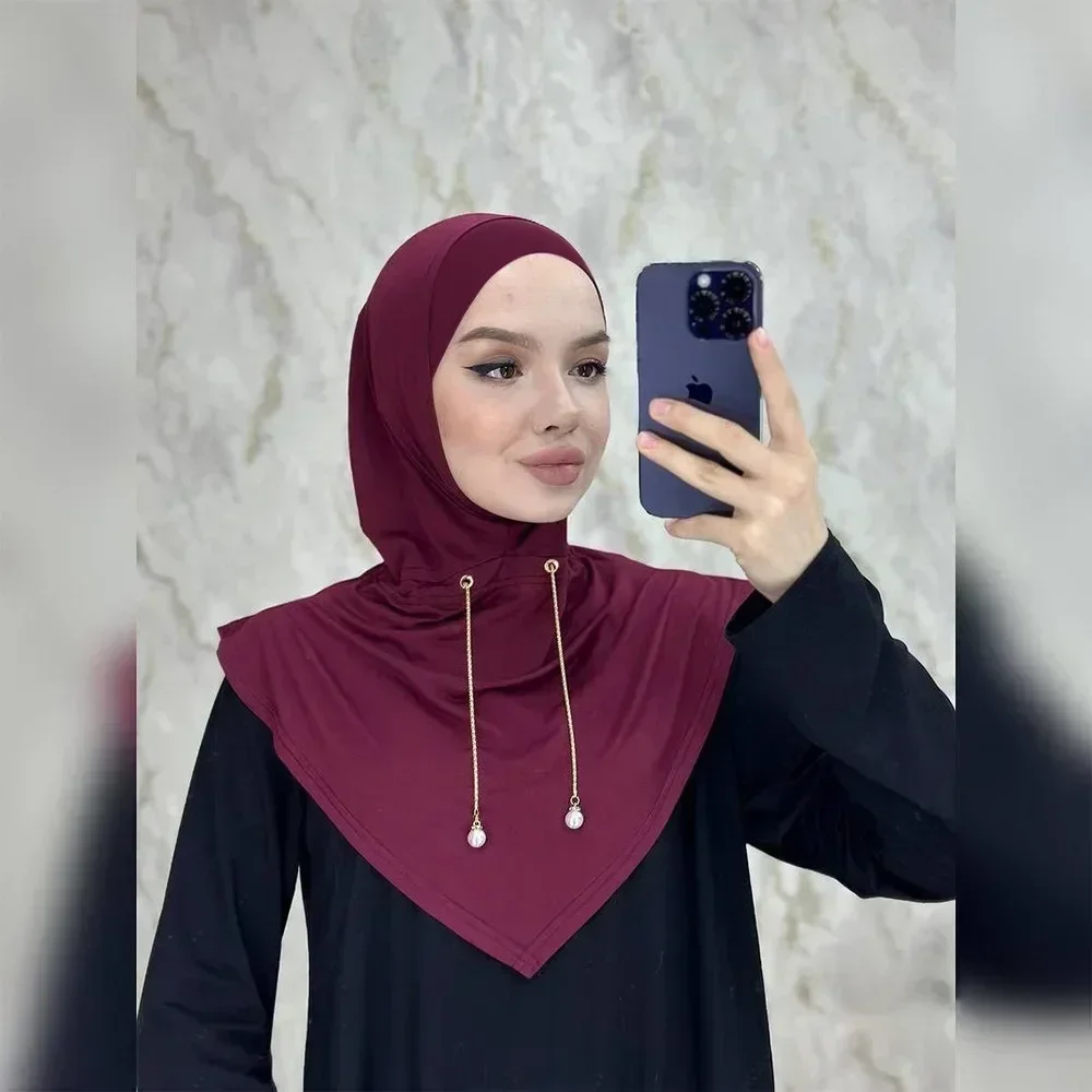 Ramadan instantané Hijab femmes musulman écharpe chaîne foulard enveloppes extensible tête cou couverture châles Amira islamique prière Hijabs Turban