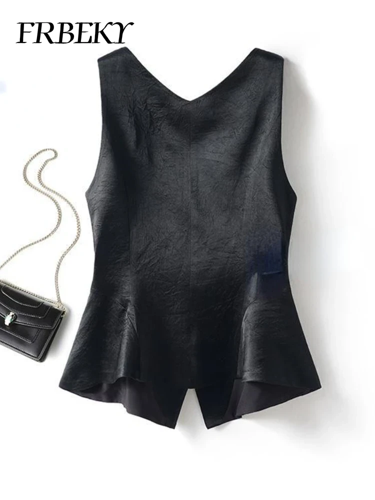 Gilets élégants pour femmes, sous-chemise en fibre de V, col en V imbibé, veste en émail solide, débardeurs féminins, vêtements de rue en Y, vêtements d'automne