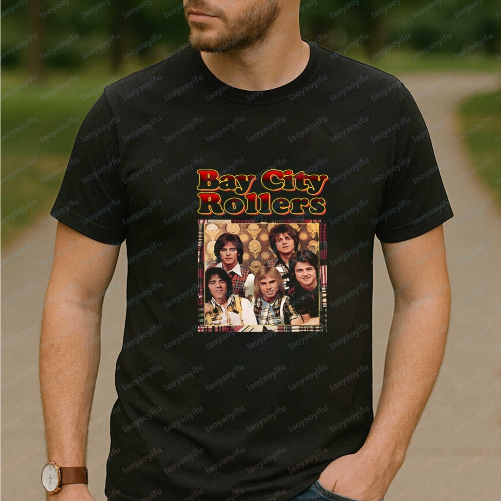 Avis sur la mode masculine de style coréen : Chemises d'été à manches courtes Bay City Rollers pour hommes et femmes - T-shirts confortables