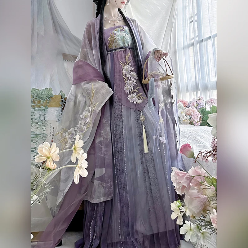 Robe Hanfu traditionnelle chinoise pour femmes, robe folklorique Hanfu, vêtements de danse princesse, tenue de cosplay, nickel é, vintage, dynastie Tang, prairie
