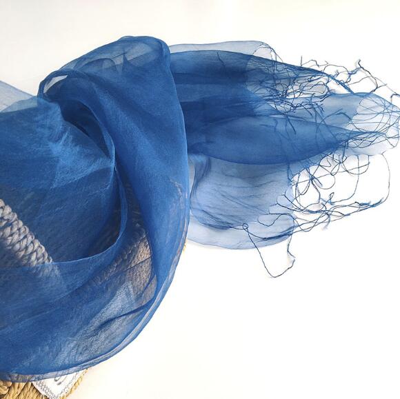 Injplanchers f-Écharpe longue pour femme, châle uni, Noble, document bleu, mode féminine, pur, solide, 100%