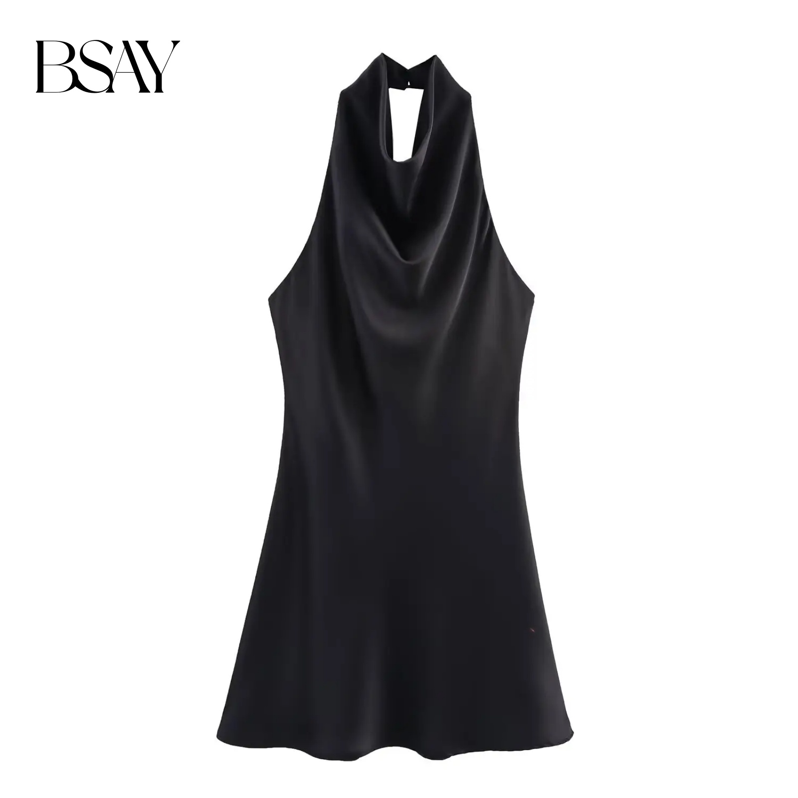 BSAY Satin Texture robe pour femmes mode été nouveau sans manches dos nu licou cou Chic femme robes de soirée Mujer