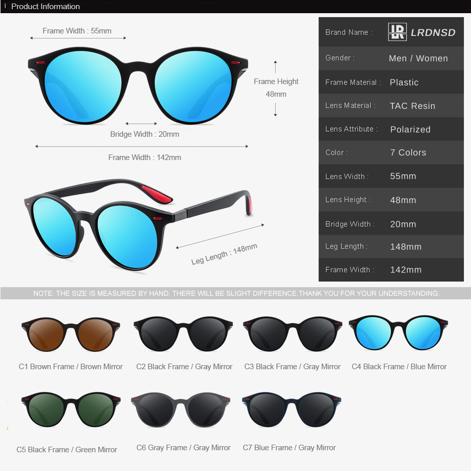Lunettes de soleil rondes classiques pour hommes et femmes, verres polarisés vintage, lunettes de conduite, marque de luxe