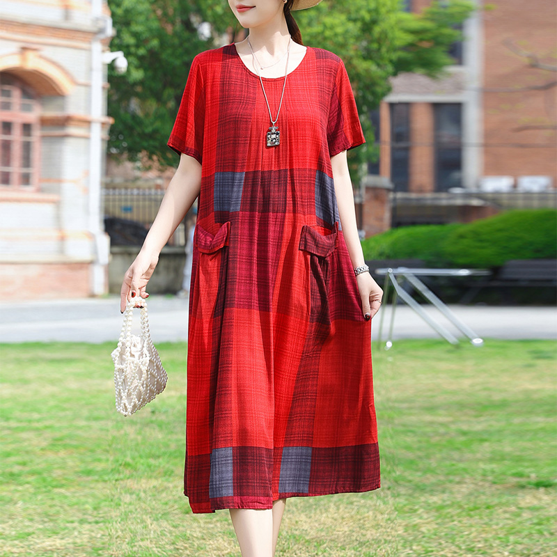 Nouvelle mode décontracté Vintage robe d'été pour les femmes 2025 robes amples à manches courtes col rond femmes vêtements